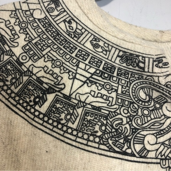 Boho Chic Mexican Vintage Wool Fringe Poncho Cape - Picture 3 of 7